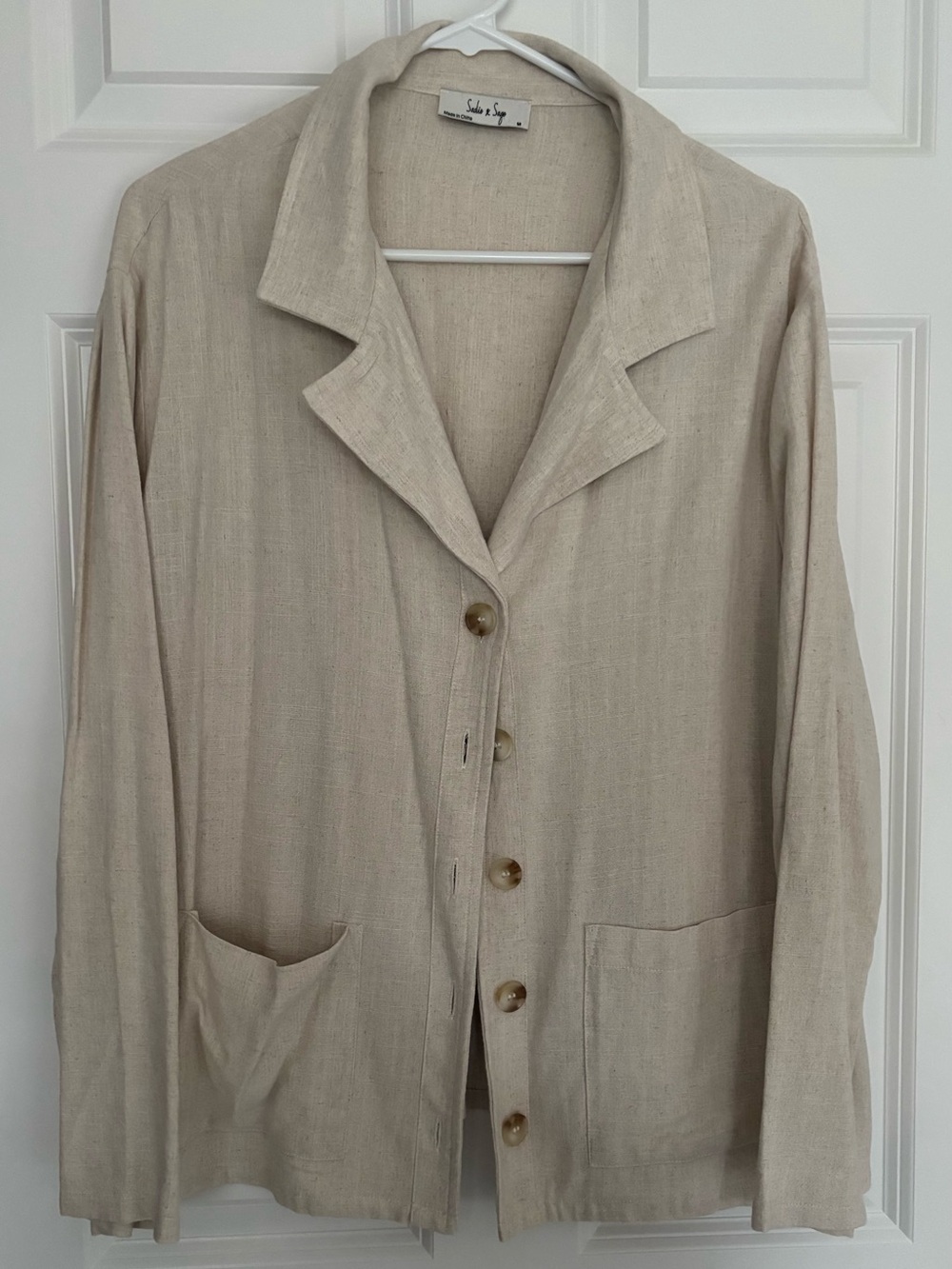 Sadie & Sage Natural Beige Linen Blazer